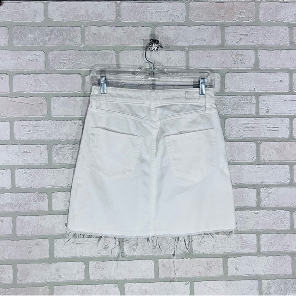 PAIGE Aideen Raw Hem Denim Skirt in Crisp White Size 26 - Picture 6 of 10